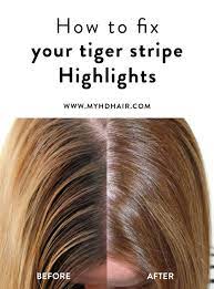 How To Fix Your Tiger Stripe Highlights Color Correction Hair Hair Color Highlights Natural Hair Color