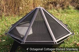 Steel risers at the base of the pit elevate the logs and promote airflow as you build a natural wood fire Iron Embers Cottager Domed Stainless Mesh Cover Friendly Firesfriendly Fires