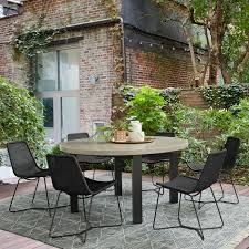 Picket house furnishings keaton 5 piece round dining set. Concrete Aluminum Outdoor Round Dining Table Slope Chairs Set