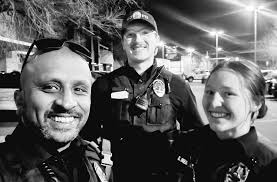 Today's #saturdayselfie— As one shift wraps up and the other begins, #GJPD  Officer Naik takes a moment to say hello to Officers Meakins and Barr. 24/7  teamwork at its finest! 💙 #servingGJ #Teamwork