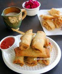 Roll the spring roll wrapper firmly, seal the ends properly by applying the flour paste. Veg Spring Roll Recipe Sprouts Spring Roll Recipe Snack Recipes Kids Friendly Recipes Mushroom Recipes Great Secret Of Life Tasty Recipes