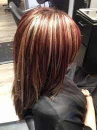 Beauty Highlights Red Blonde Redken Chunky Color Haircolor Hair Styles Red Hair With Blonde Highlights Hair Highlights