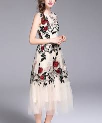 White Red Roses Sleeveless Dress Women On Zulily Zulilyfinds Evening Midi Dress Dresses Womens Embroidered Dress