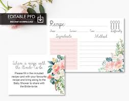 Bridal Shower Recipe Card Template Printable Editable Pdf Template High Tea Kitchen Tea Recipe Cards Bridal Shower Recipes Cards Printable Recipe Cards