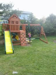 Backyard discovery cedar play park all cedar playset 30115com206634073. Pin On Swingset Installer
