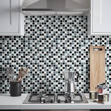 Everyone's guilty of the occasional splash when working in the kitchen, but it's time to say goodbye to stains on your walls. Tarente Black Grey White Glass Effect Glass Mosaic Tile L 300mm W 300mm Tradepoint