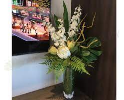 Our summer silk flowers are in full bloom; Fa1039 Perth Corporate Office Reception Silk Flowers Fake Flowers Native Arrangement 110cm Height Artistic Greenery