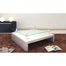 Rectangular table top with two hidden drawers for storage. Festnight 2 Tier High Gloss Coffee Table With Tempered Glass Top And Shelves Square Sofa And Couch End Side Table Living Room Home Furniture 30 3 X 30 3 X 12 6 White Buy Online In