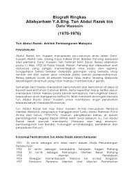 In recognition of his contribution to the country, this place was. Biografi Ringkas Tun Abdul Razak