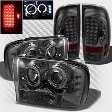 Ford F250 Super Duty 1999 2004 Smoked Halo Projector Headlights And Led Tail Lights F250 Super Duty Truck Accessories Ford F250