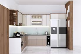 Mẫu thiết kế tủ bếp hiện đại hình chữ L - mã số 002