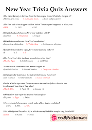 These trivia questions and answers for seniors are a great way to pass leisure time as well as share with accompanying friends of other family members. Free Printable New Year Trivia Quiz