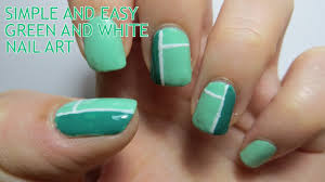 These blue and white striped nails have a fresh, nautical appearance. Easy And Simple Green And White Nail Art Youtube