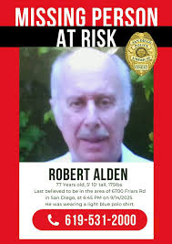 San Diego Police Seek Public's Help Locating At-Risk Missing 77-Year-Old Robert  Alden, Last Seen