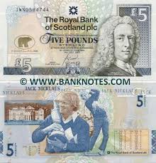 Scotland 5 Five Pounds 2005 Front Lord Ilay First Governor Back Golfer Jack Nicklaus Holding The Claret Banknotes Money Bank Notes Banknote Collection