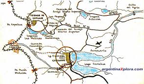 El centro de información de alerta temprana (ciat). Mapa Volcan Copahue Y Lago Caviahue Termas De Neuquen
