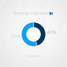 45 55 Percent Blue Pie Chart Symbol Percentage Vector Infographics