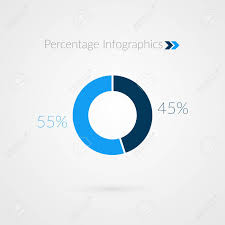 45 55 percent blue pie chart symbol percentage vector infographics