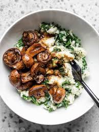 Balsamic Roasted Mushrooms With Kale Mashed Potatoes Budget Bytes Recipe Healthy Recipes Whole Food Recipes Recipes