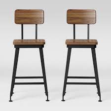 These lightweight stools provide comfortable seating for every member of the family and are. 2pk Arundel Industrial Barstools Black Metal And Brown Wood Threshold Target