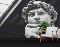Statue of David Wall Decals, Man Statue Wall Decor, Wall Mural Wallpaper,  David Wall Print, Modern Paper Craft, Stylish 3D Wallpaper,