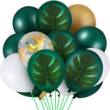 To create an immediate natural vibe, consider decorating with lush jungle leaves in an array of vibrant shades of green. Green Confetti And White Balloons 50 Pcs Green Balloons And White Balloons With Green Ribbon For Kids Birthday Baby Shower Jungle Safari Wild Party Theme Decorations Party Supplies Balloons General Logistic Ba