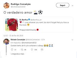 Rodrigo conceição foi suspenso por dois jogos pelo conselho de disciplina da federação portuguesa de futebol. Filho De Sergio Conceicao Declara Amor Ao Benfica E Irmao Responde Com Humor