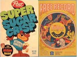Image result for cereal box with record on the back