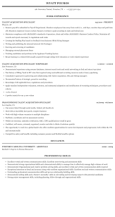 Talent Acquisition Specialist Resume Sample Mintresume