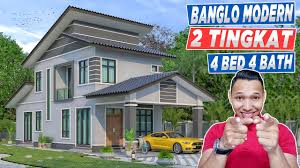 Model teras rumah cantik dan mewah terbaru 2018. Design Rumah Banglo 2 Tingkat Modern 4 Bilik Tidur 4 Bilik Air 20 X55 Ft 20x16 7 M Youtube