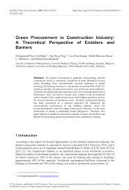 Advent construction ltd is one of tanzania's largest and most recognized civil and building construction companies with over 100 years of experience in the industry. Pdf Green Procurement In Construction Industry A Theoretical Perspective Of Enablers And Barriers