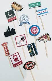Chicago bean decorative pillow with accents. 12 Handmade Chicago City Theme Party Cupcake Toppers Picks Party Supplies Evertribehq Handmade Products