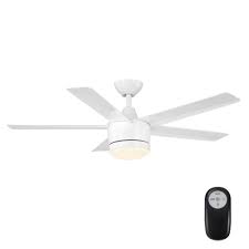 Home Decorators Collection Merwry 48 In Integrated Led Indoor White Ceiling Fan With Light Kit And Remote Control Sw1422 48in Wh The Home Depot In 2020 Ceiling Fan With Light White Ceiling Fan