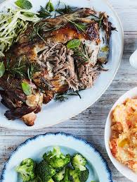 Jamie S Rosemary Garlic Lamb Shoulder With Balsamic Onion Gravy Root Veg Mash Slow Roasted Lamb Shoulder Balsamic Onions Lamb Recipes