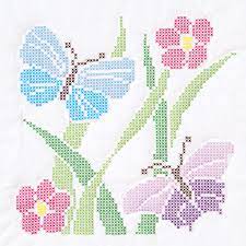 Country quilt blocks 01 cross stitch patterns cross stitch. Cross Stitch Butterflies 18 White Quilt Blocks Jack Dempsey Needle Art