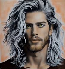 Sensual by Lesley Perks, freebie in MyWeirdyStrangeAILibrary Coloured with  PanPastels skintones and Faber Castell soft pastels in black and white.  Brutfuner Macaron the eyes.