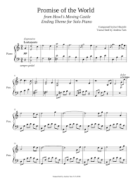 Joe Hisaishi Merry Go Round Of Life Piano Sheet Music Howl S Moving Castle Promise Of The World Sheet Music For Piano Download Free In Pdf Or Midi Howls Moving Castle Studio Ghibli Music Sheet Music