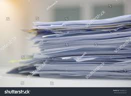 Document Pile On Office Desk Stack Of Business Paper On The Table With Blurred Of Meeting Room Interior Background Job Room Interior Meeting Room Office Desk