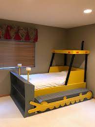 Twin Size Bulldozer Bed Plans Plans Only Create A Construction Themed Bedroom For Your Child Perfect For The Diy Woodworking Enthusiast In 2021 Diy Kids Bed Kid Beds Toddler Boys Room