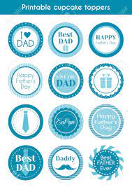 This set includes 15 toppers and 3 coordinating wrappers, perfect for your next superhero party. Printable Cupcake Toppers For Father S Day Set Of Labels Stickers Cupcake Toppers Royalty Free Cliparts Vectors And Stock Illustration Image 57820051