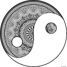 Cercles concentriques et fleurs enchevêtrées forment ce beau coloriage mandala ! Coloriage Mandala Zen Yin Et Yang Philosophie Chinoise Dessin Mandala A Imprimer