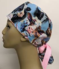 Cow Portrait Ponytail, Hybrid, Surgeon Cap/men Scrub Hat