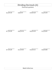 The Dividing Decimals By 1 Digit Tenths A Math Worksheet From The Decimals Worksheets Page At Math Drills Com In 2020 Dividing Decimals Decimals Math Drills
