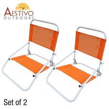 Kingcamp low sling beach chair. Buy Aestivo Set Of 2 Folding Low Beach Chairs Orange Grays Australia