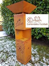 Gartensaule Dekosaule Edelrost Motiv Pusteblume Igel Und Vogel Garten Deko Edelrost Garten