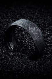 Thick Wedding Bands For Men Beveled Edge Carbon Fiber Ring In Matte Black Mens Carbon Fiber Wedding Bands Carbon Fiber Wedding Bands Faceted Wedding Bands