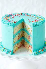 Frosted Funfetti Layer Cake Love And Olive Oil Recipe Cool Birthday Cakes Best Birthday Cake Recipe Homemade Birthday Cakes