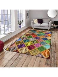 Etnik Karali Patchwork Modern Dekoratif Salon Genc Odasi Halilari Modern Halilar Hali