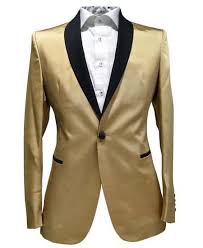 Jay blue plaid two button notch lapel slim fit wool sport coat. Mens Single Breasted Gold Suit Jacket Gold Tuxedos Mensusa