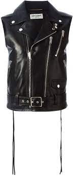 Farfetch Saint Laurent Sleeveless Biker Jacket Black Motorcycle Jacket Jackets Studded Jacket